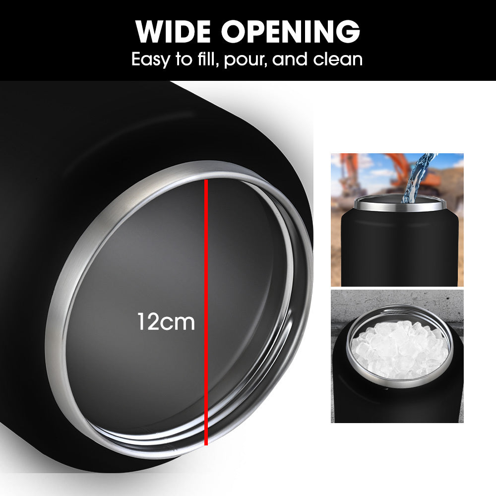 BAUMR-AG 3.8L Double Wall Insulated Stainless Steel Water Bottle | Drink Jug with Handle, Black