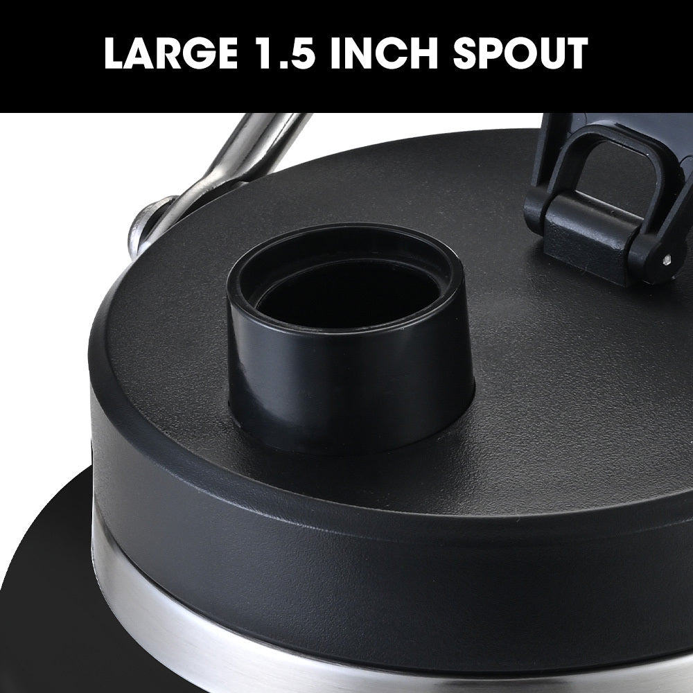 BAUMR-AG 3.8L Double Wall Insulated Stainless Steel Water Bottle | Drink Jug with Handle, Black