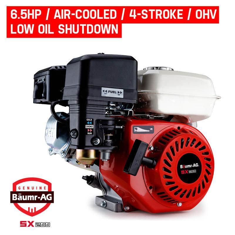 Baumr-AG Petrol Stationary Engine | 6.5HP 4-Stroke OHV | Horizontal Shaft Recoil Start
