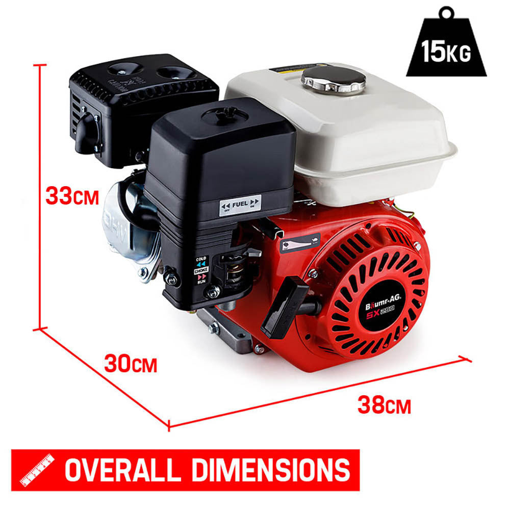 Baumr-AG Petrol Stationary Engine | 6.5HP 4-Stroke OHV | Horizontal Shaft Recoil Start