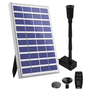 Protege Hi-Flow Water Feature Fountain Pump | Solar Panel, Lithium Battery, Remote Control, Nozzle Kit