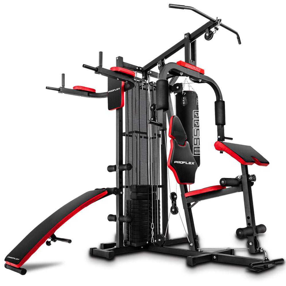 PROFLEX Home Gym Exercise Machine | Weight Bench Press Set | Fitness Equipment | 100lbs