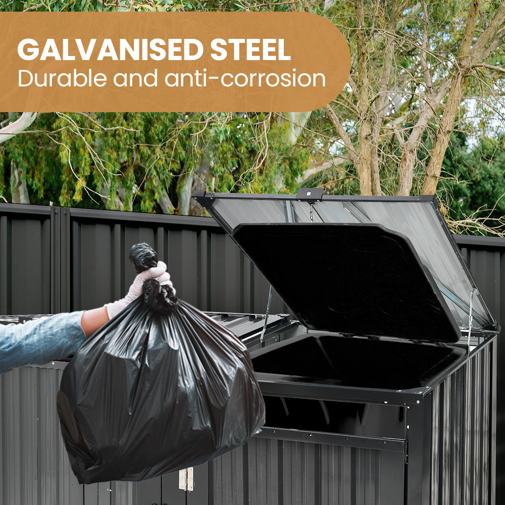 PLANTCRAFT | Double Steel Wheelie Bin Storage Shed | Enclosure with 2 Doors