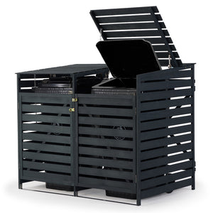 PlantCraft Double Wood Wheelie Bins Storage Shed | 2-Door Garbage Bin Enclosure