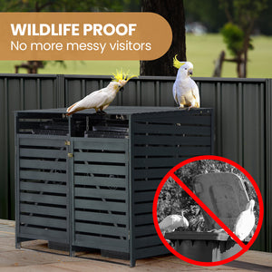 PlantCraft Double Wood Wheelie Bins Storage Shed | 2-Door Garbage Bin Enclosure