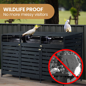 PlantCraft Triple Wood Wheelie Bins Storage Shed | 3-Door Garbage Bin Enclosure