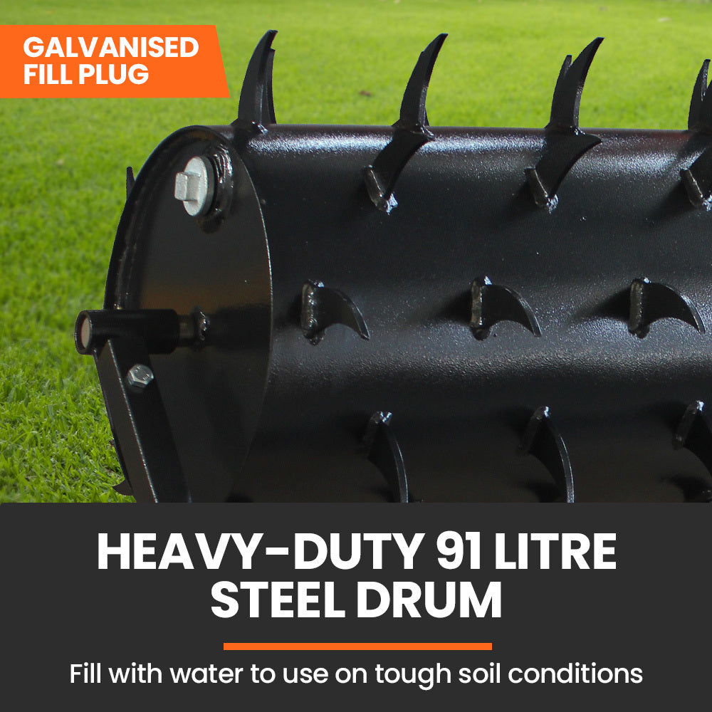 PlantCraft Tow Behind Lawn Roller | 36" Wide | Spike Aerator | For Ride-On Mower & Tractor