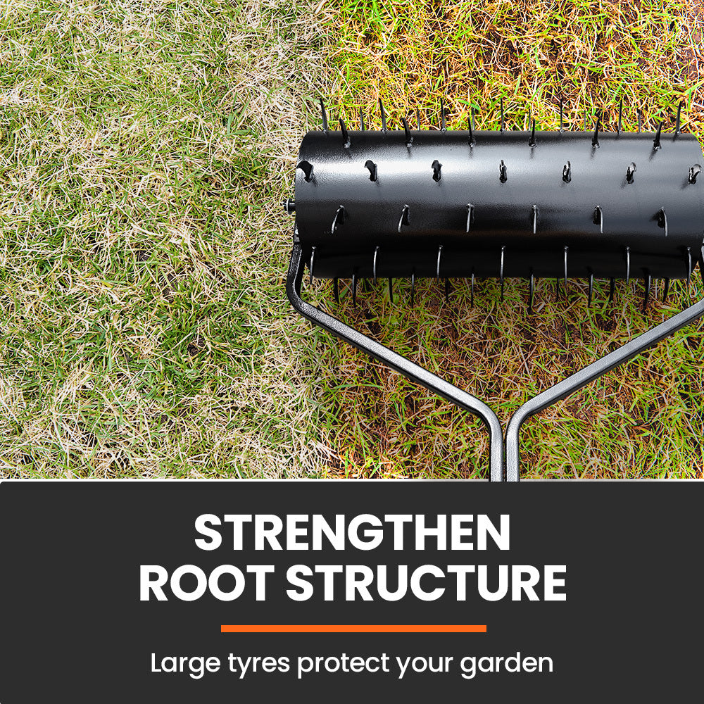 PlantCraft Tow Behind Lawn Roller | 36" Wide | Spike Aerator | For Ride-On Mower & Tractor