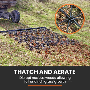 PlantCraft Tow-Behind Drag Harrow Rake | 1.4m Wide | for Lawn, Pasture & Paddock Maintenance