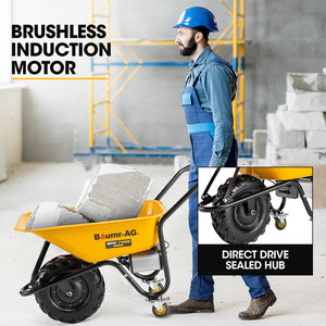 Baumr-AG 40V Battery-Powered Wheelbarrow | Motorised Electric | 80L Bucket | 260kg Capacity