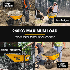 Baumr-AG 40V Battery-Powered Wheelbarrow | Motorised Electric | 80L Bucket | 260kg Capacity