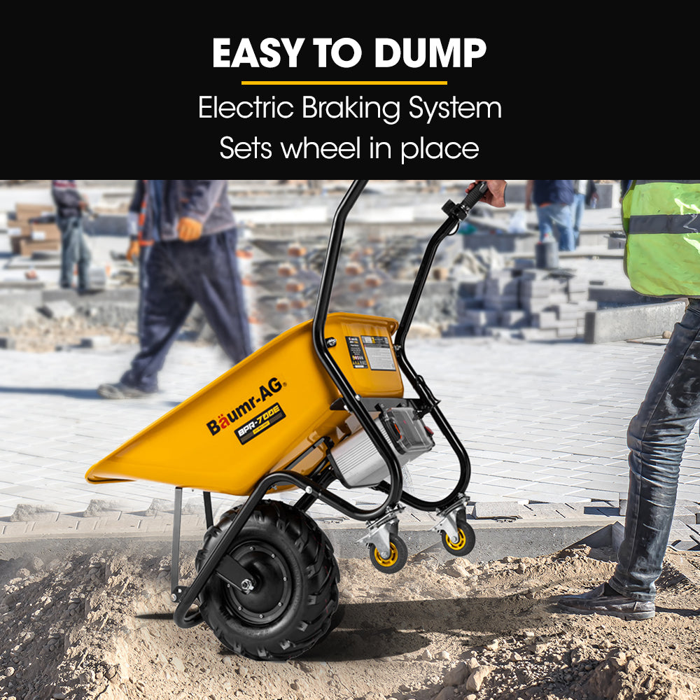 Baumr-AG 40V Battery-Powered Wheelbarrow | Motorised Electric | 80L Bucket | 260kg Capacity