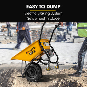 Baumr-AG 40V Battery-Powered Wheelbarrow | Motorised Electric | 80L Bucket | 260kg Capacity