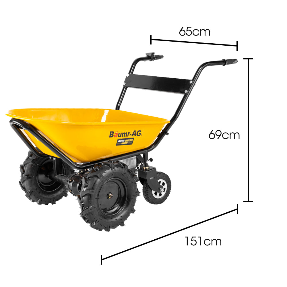Baumr-AG | 40V Battery Powered Motorised Wheelbarrow | 100L Bucket Volume | 4-Wheel | 260KG Capacity