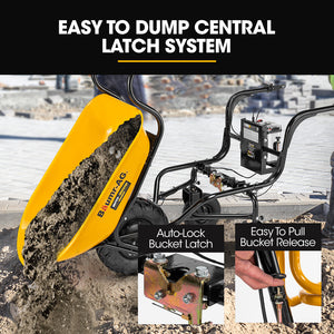 Baumr-AG | 40V Battery Powered Motorised Wheelbarrow | 100L Bucket Volume | 3-Wheel | 260KG Capacity | Lifting Bucket
