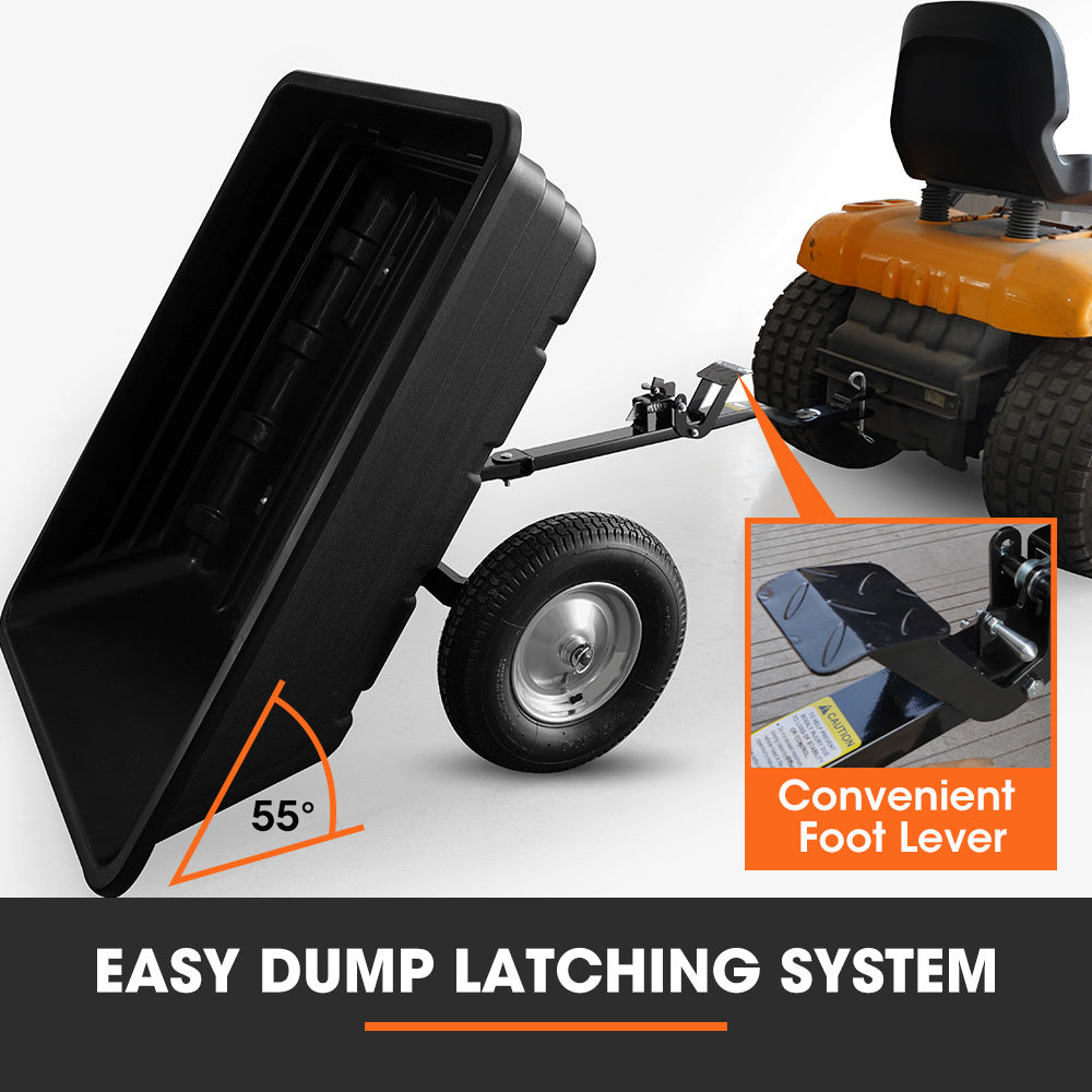 PlantCraft Poly Dump Cart | 272kg Load | Heavy-Duty Tipper Trailer | 16" Tyres | for Ride-On Mowers, ATVs & Quad Bikes