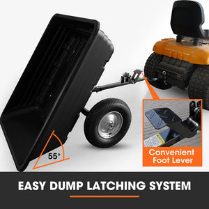 PlantCraft Poly Dump Cart | 272kg Load | Heavy-Duty Tipper Trailer | 16" Tyres | for Ride-On Mowers, ATVs & Quad Bikes