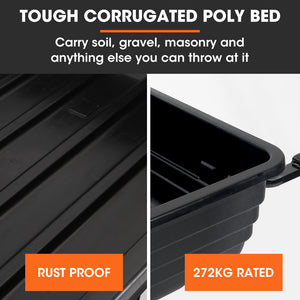 PlantCraft Poly Dump Cart | 272kg Load | Heavy-Duty Tipper Trailer | 16" Tyres | for Ride-On Mowers, ATVs & Quad Bikes