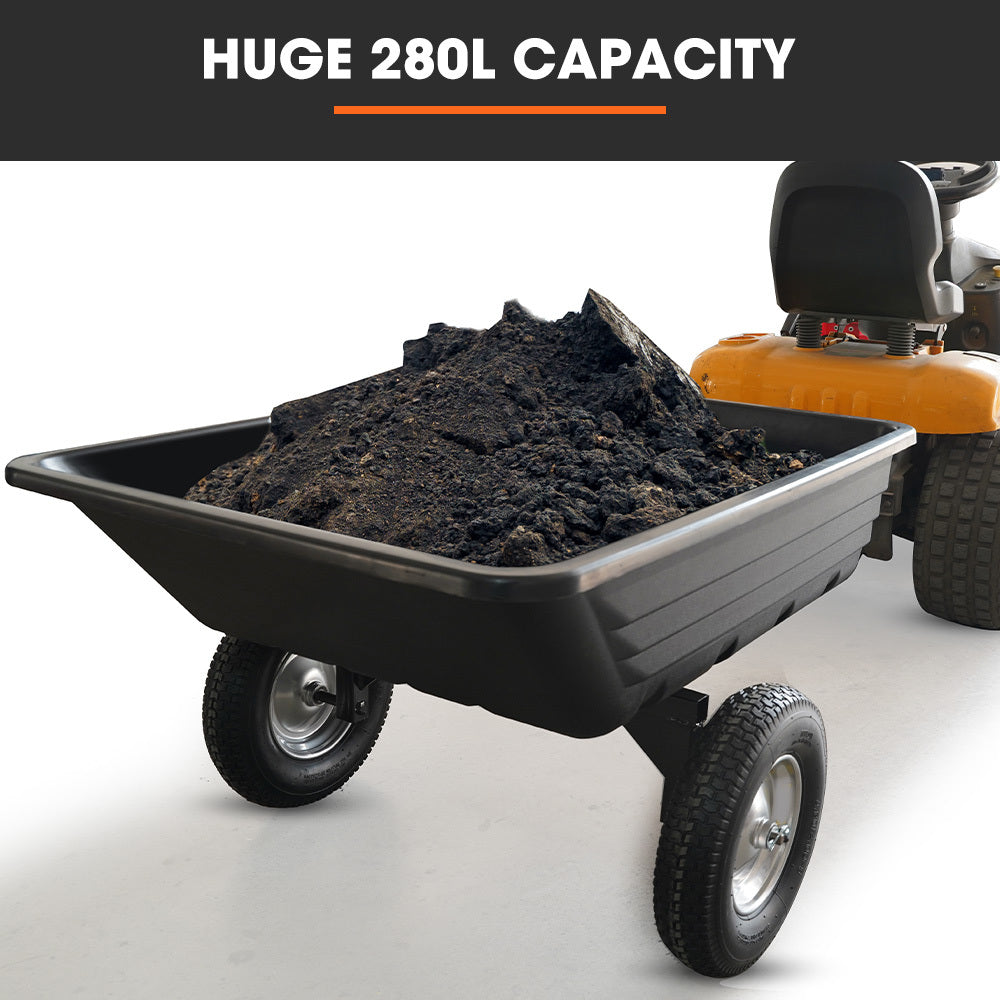 PlantCraft Poly Dump Cart | 272kg Load | Heavy-Duty Tipper Trailer | 16" Tyres | for Ride-On Mowers, ATVs & Quad Bikes