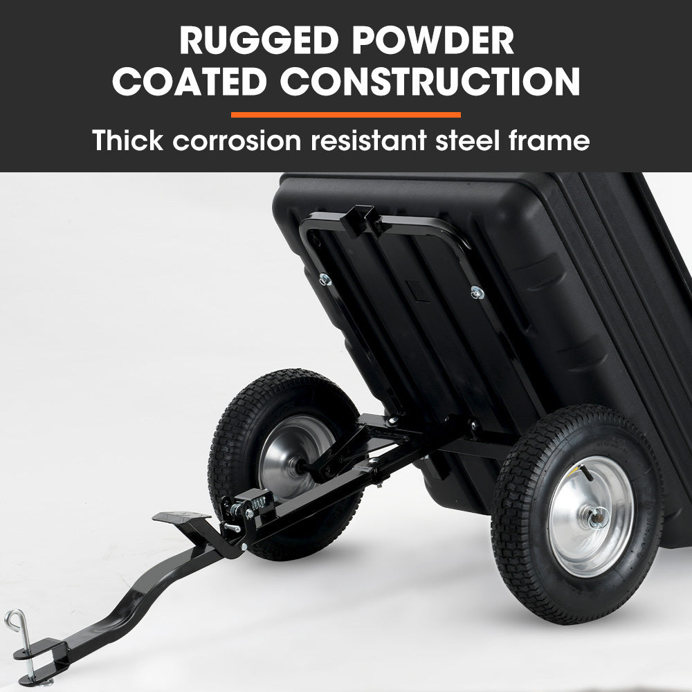 PlantCraft Poly Dump Cart | 272kg Load | Heavy-Duty Tipper Trailer | 16" Tyres | for Ride-On Mowers, ATVs & Quad Bikes