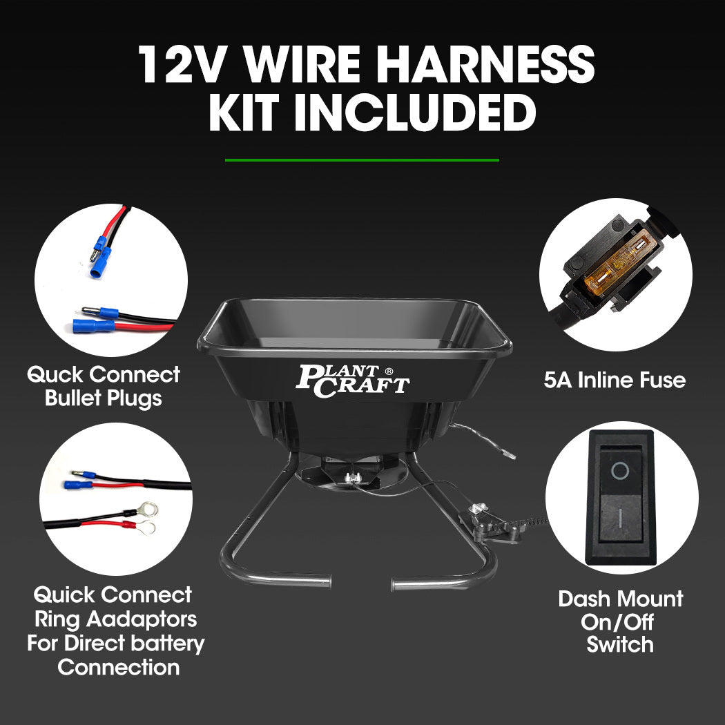 PLANTCRAFT Spreader | 12V | 36kg 30L | For ATV & Ride-On Mower | With Rain Cover