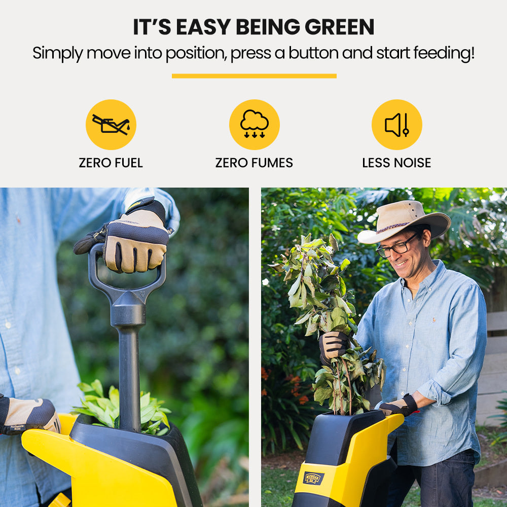 MICHIGAN 2400W Electric Garden Mulcher Shredder | Portable Wood Chipper | Push Stick | 40L Collection Bag