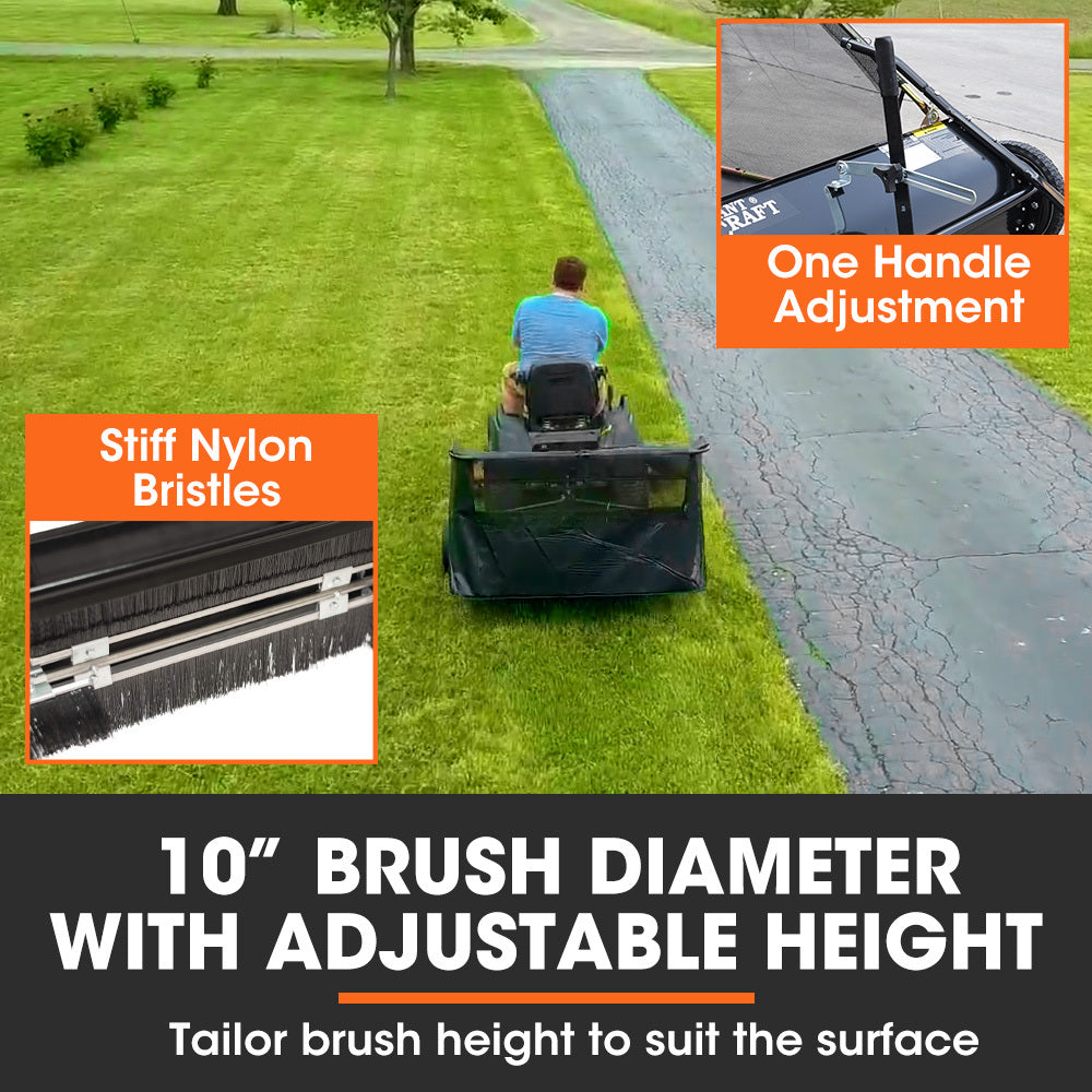 PlantCraft Lawn Sweeper | 38" Wide | Tow Behind | Universal Hitch | Grass & Leaf Collector