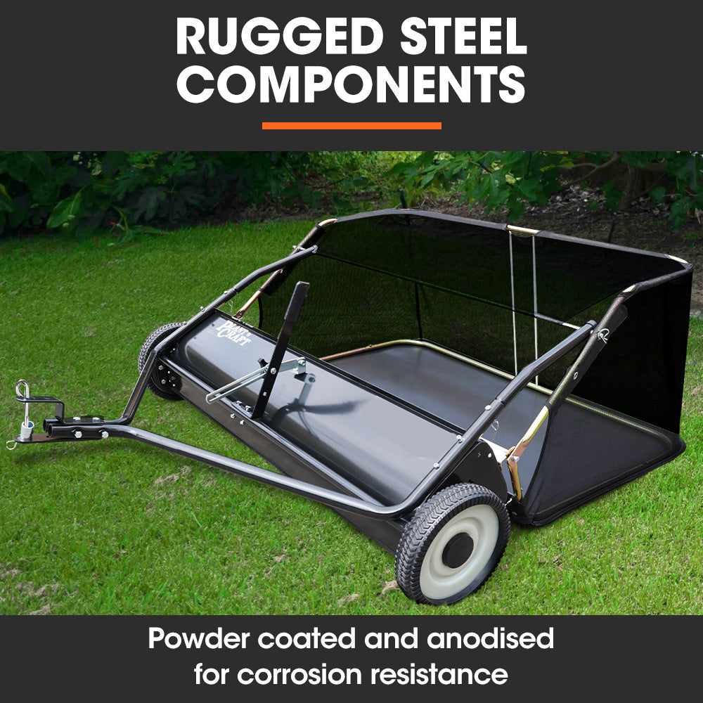 PlantCraft Lawn Sweeper | 48" Wide | Tow Behind | Universal Hitch | Grass & Leaf Collector