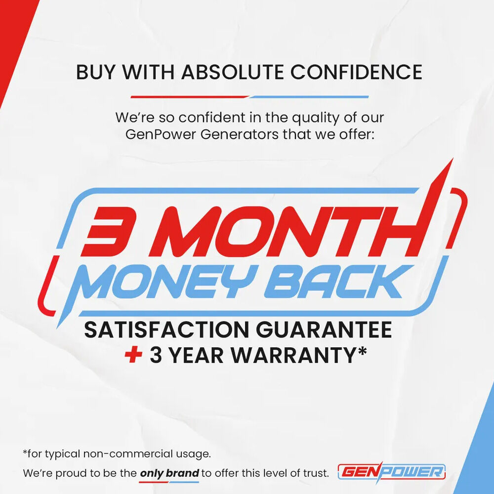 GENPOWER 8.5kW Peak 7.2kW Open Frame Inverter Generator | Push-Button Start | 2x15A, 1x32A, 20L Tank