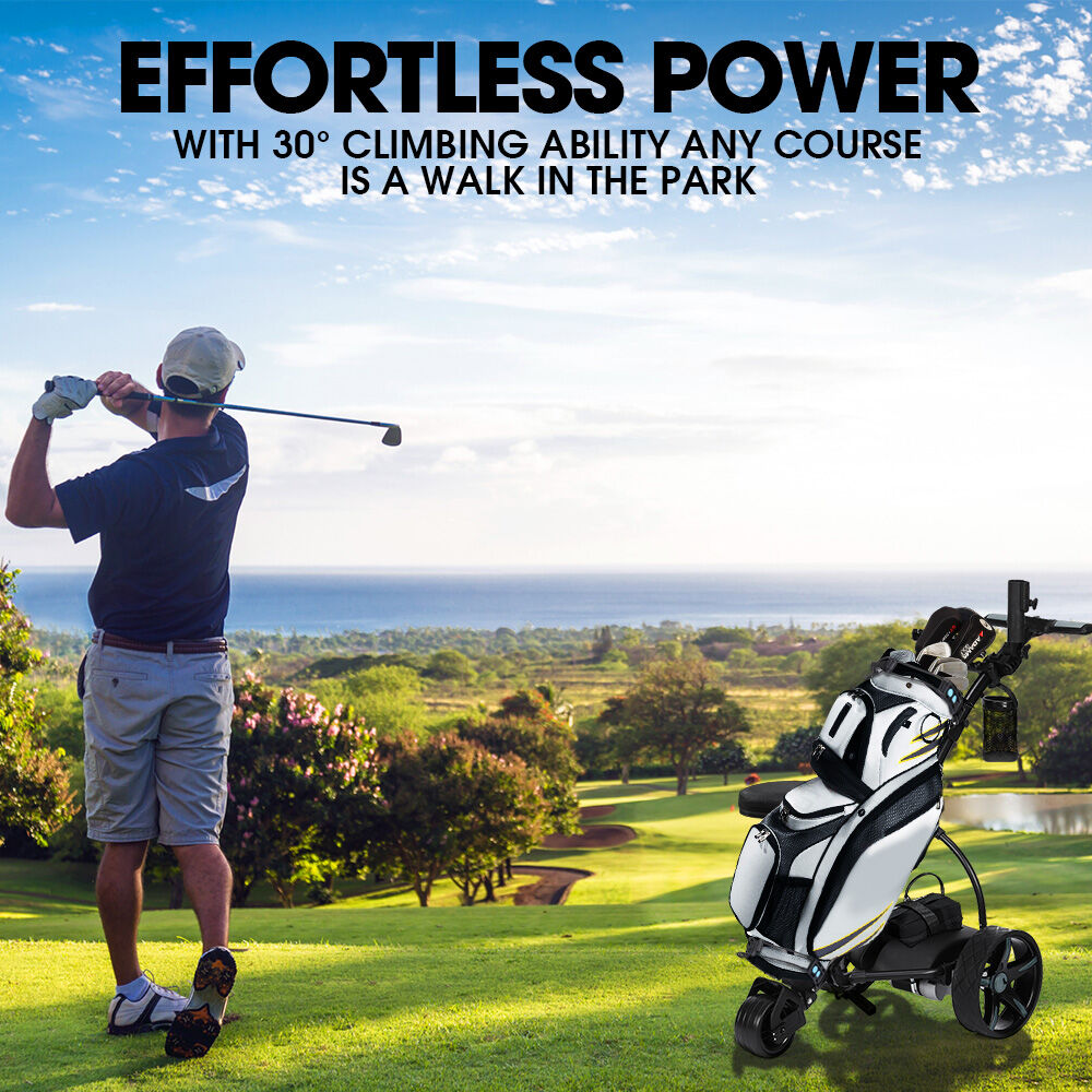 THOMSON E5000 Pro Lithium Golf Buggy | 36 Hole | 12kg | Easy Fold | Electric Motorised Buggy Trolley Cart | Black