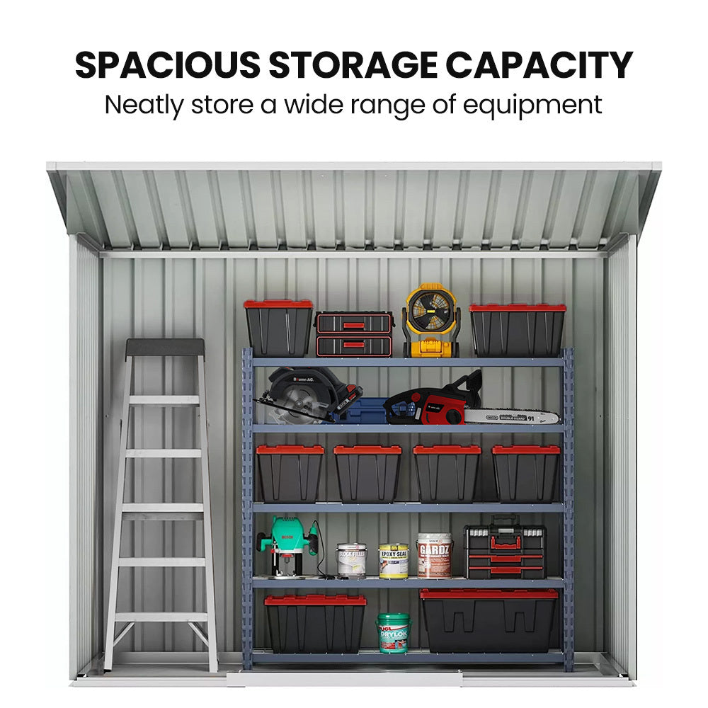 Garden Shed | PlantCraft | Galvanised Steel | 2.38 x 1.31 x 1.82m | Sliding Doors + Floor Frame