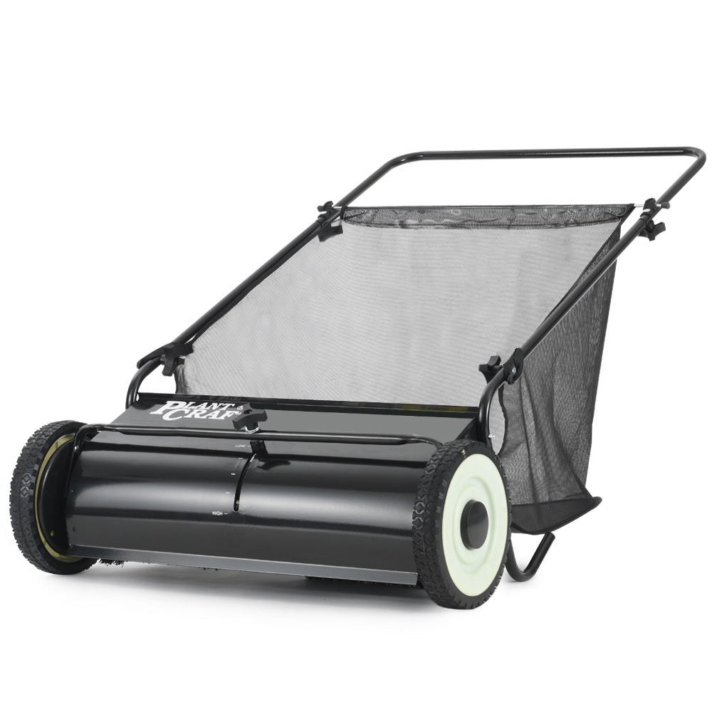 PlantCraft Push Lawn Sweeper | 26" Wide | Leaf & Grass Clipping Collector