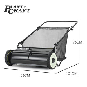 PlantCraft Push Lawn Sweeper | 26" Wide | Leaf & Grass Clipping Collector