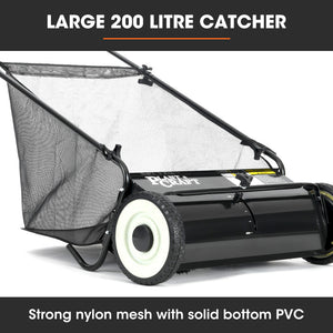 PlantCraft Push Lawn Sweeper | 26" Wide | Leaf & Grass Clipping Collector