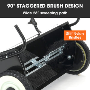 PlantCraft Push Lawn Sweeper | 26" Wide | Leaf & Grass Clipping Collector