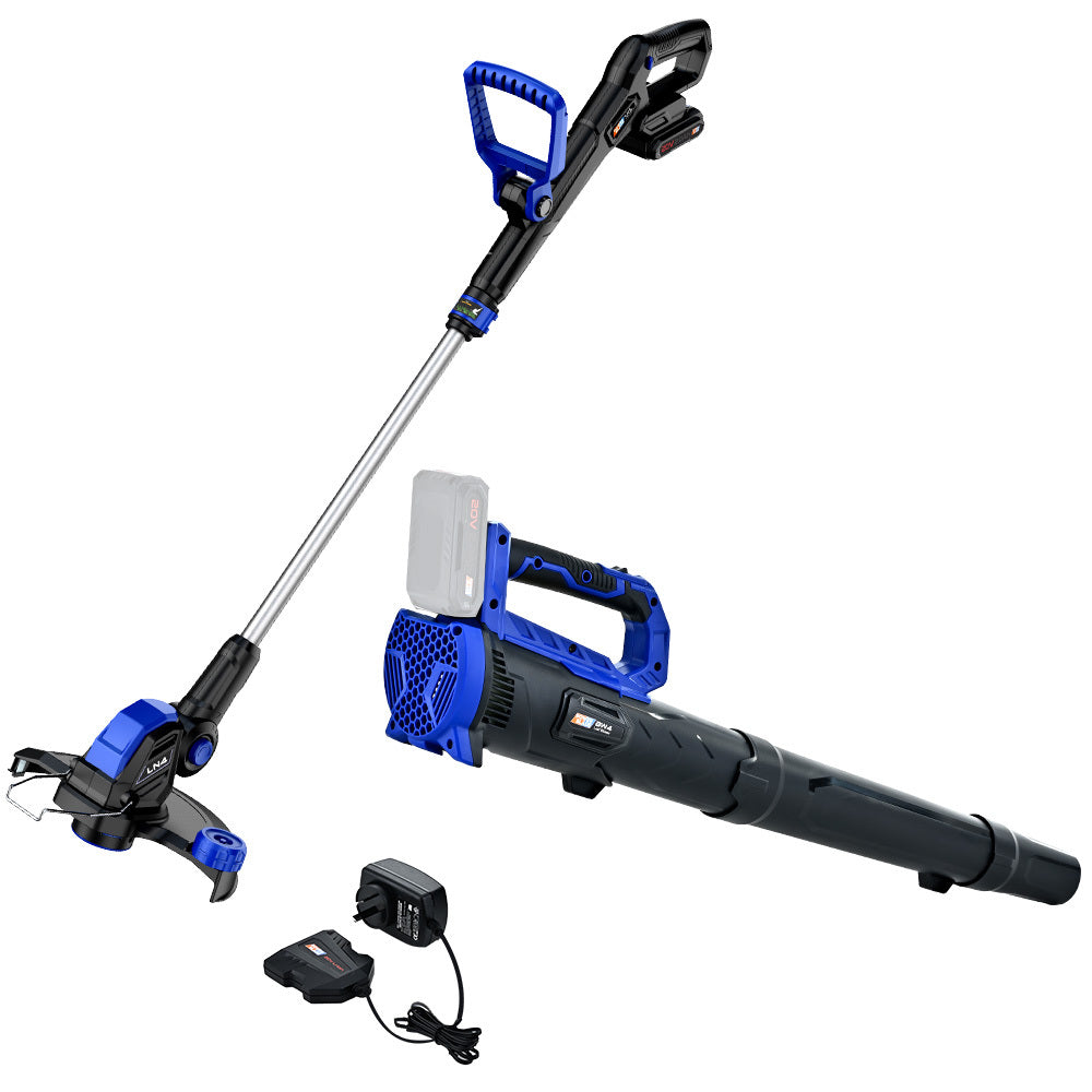 POWERBLADE 20V Leaf Blower & Line Trimmer Edger Combo | 4.0Ah Battery & Fast Charger