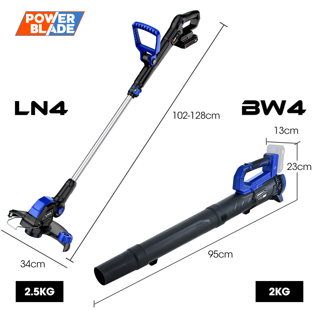 POWERBLADE 20V Leaf Blower & Line Trimmer Edger Combo | 4.0Ah Battery & Fast Charger