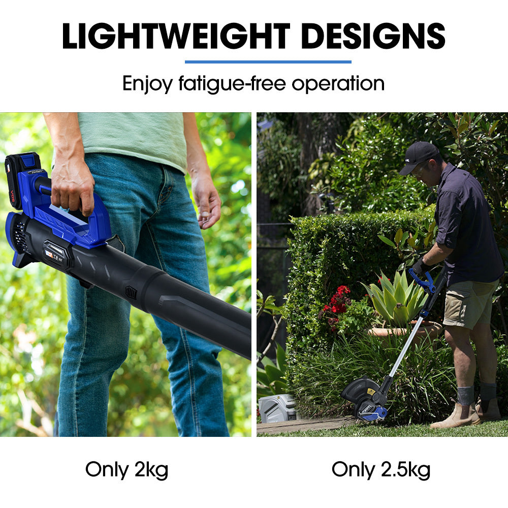 POWERBLADE 20V Leaf Blower & Line Trimmer Edger Combo | 4.0Ah Battery & Fast Charger