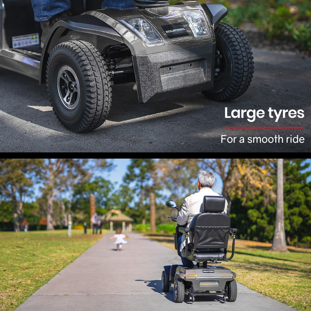 EQUIPMED Mobility Scooter | S-XXL Comfortable Size for Riders, 30km Max Range, 180kg Capacity, Grey