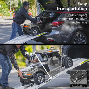 EQUIPMED Mobility Scooter | S-XXL Comfortable Size for Riders, 30km Max Range, 180kg Capacity, Grey