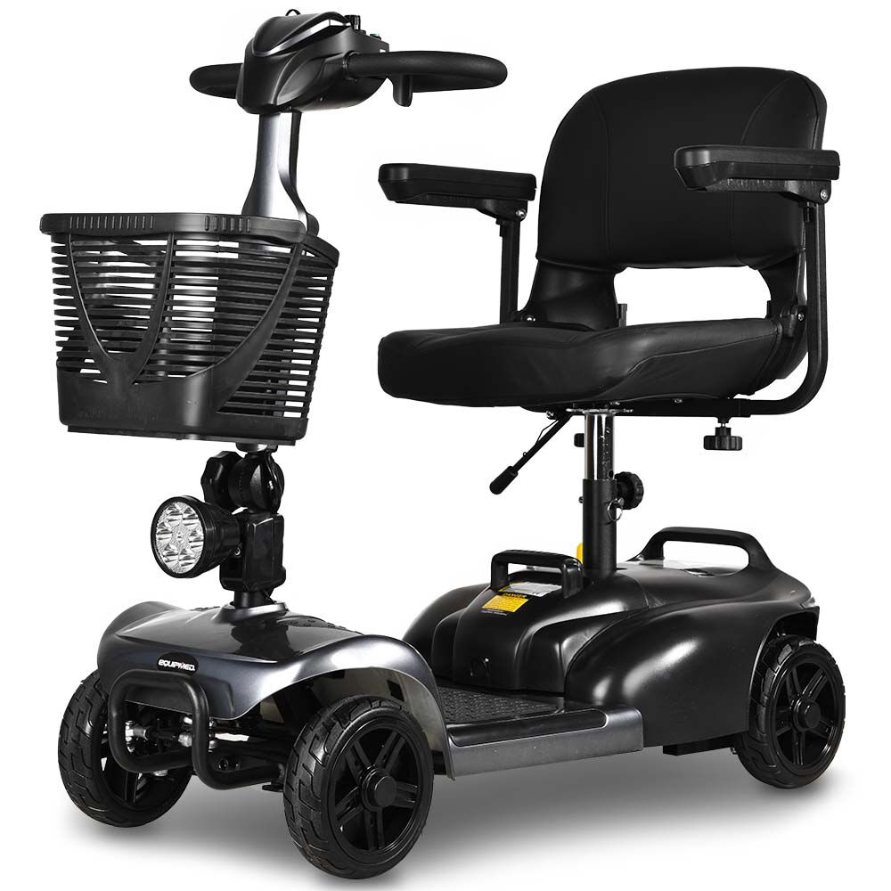 EQUIPMED FreeLite+ | Mid-Sized Foldable Electric Mobility Scooter | Lithium Battery | Long Range | Easy Charging | Grey