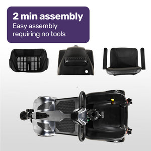 EQUIPMED FreeLite+ | Mid-Sized Foldable Electric Mobility Scooter | Lithium Battery | Long Range | Easy Charging | Grey