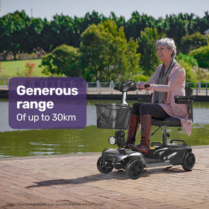 EQUIPMED FreeLite+ | Mid-Sized Foldable Electric Mobility Scooter | Lithium Battery | Long Range | Easy Charging | Grey