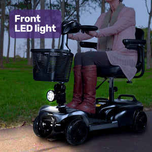 EQUIPMED FreeLite+ | Mid-Sized Foldable Electric Mobility Scooter | Lithium Battery | Long Range | Easy Charging | Grey