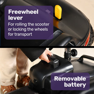 EQUIPMED FreeLite+ | Mid-Sized Foldable Electric Mobility Scooter | Lithium Battery | Long Range | Easy Charging | Grey