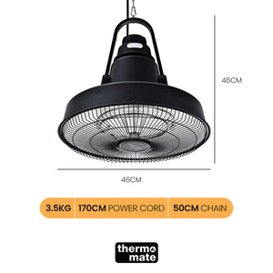 THERMOMATE Hanging Patio Heater | 1500W | Electric | Radiant Carbon Fiber Element | Remote Control