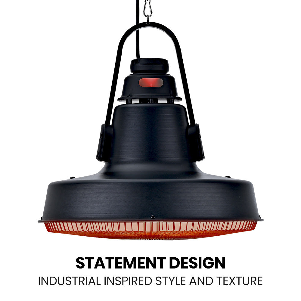 THERMOMATE Hanging Patio Heater | 1500W | Electric | Radiant Carbon Fiber Element | Remote Control