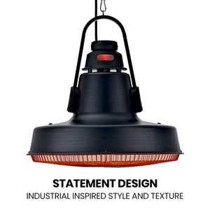 THERMOMATE Hanging Patio Heater | 1500W | Electric | Radiant Carbon Fiber Element | Remote Control
