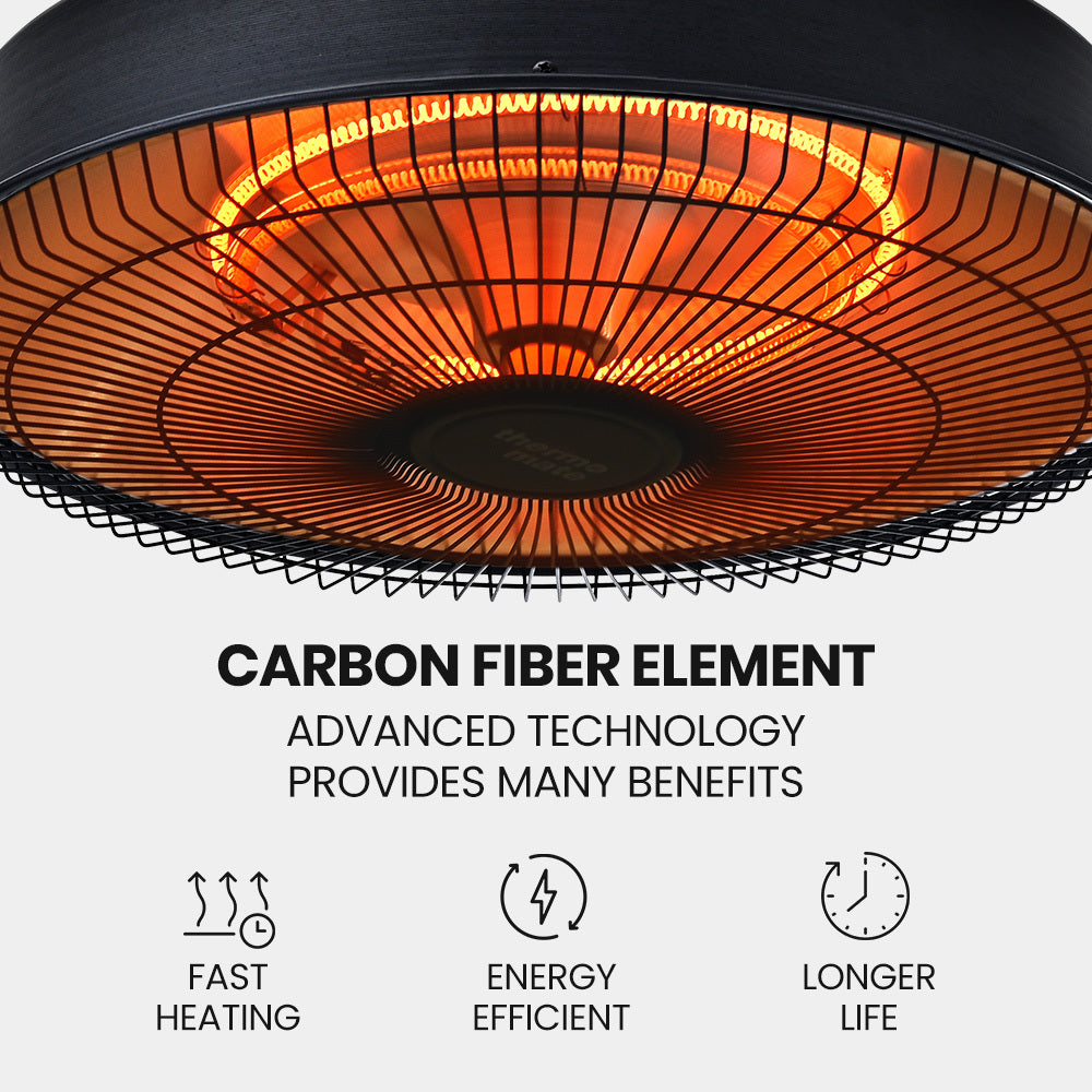 THERMOMATE Hanging Patio Heater | 1500W | Electric | Radiant Carbon Fiber Element | Remote Control