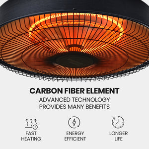 THERMOMATE Hanging Patio Heater | 1500W | Electric | Radiant Carbon Fiber Element | Remote Control